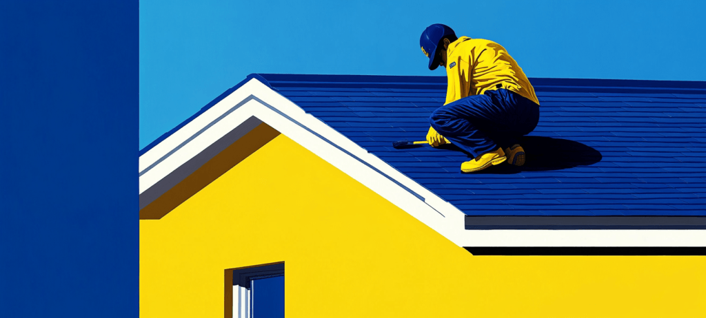 man repairing roof